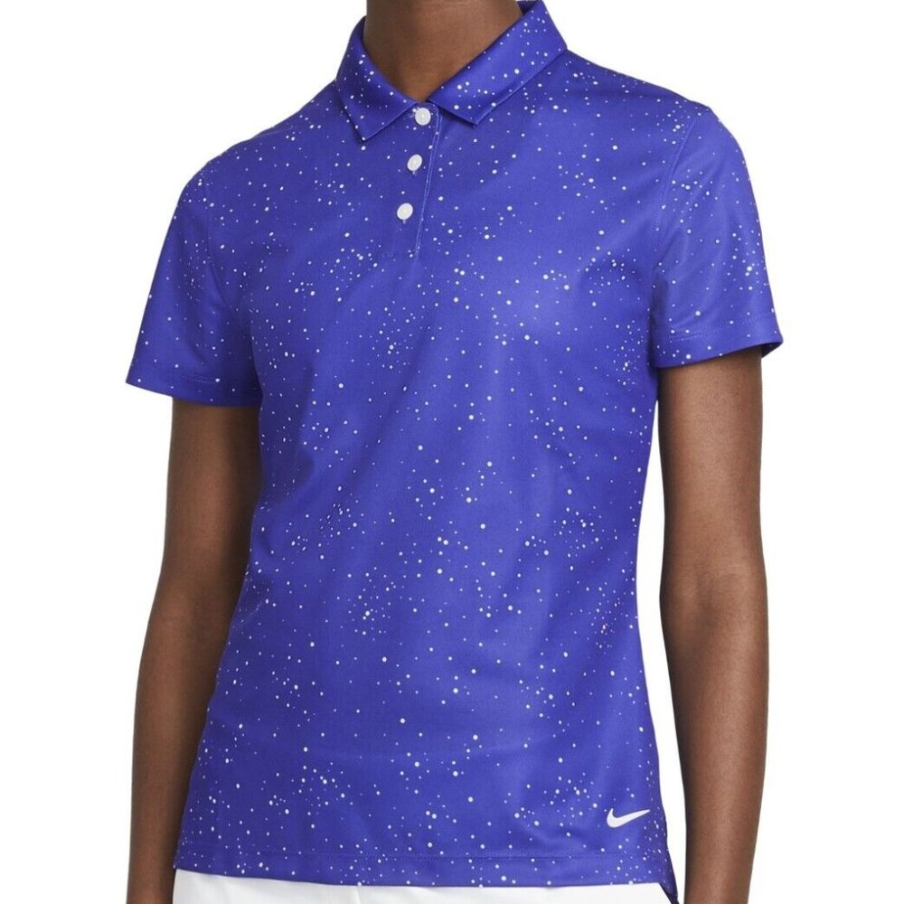 Nike Dri Fit Women's Dot Print Golf Polo Shirt, Medium, Blue Purple